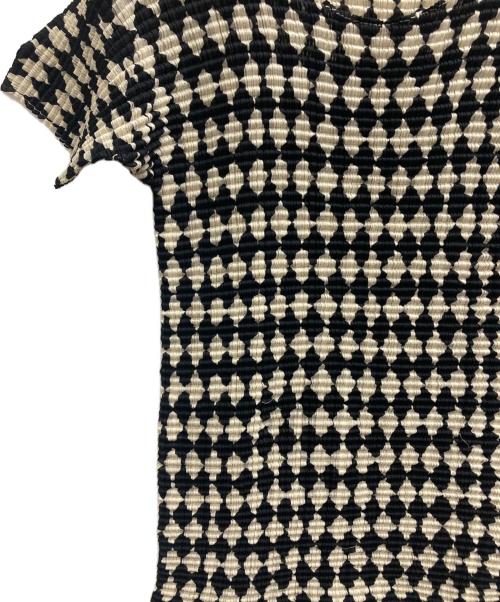 ISSEY MIYAKE（イッセイミヤケ）ISSEY MIYAKE (イッセイミヤケ) 総柄プリーツカットソー ホワイト×ブラック サイズ:Lの古着・服飾アイテム
