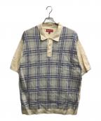 SUPREMEシュプリーム）の古着「Plaid Knit Polo」｜ブルー×ホワイト