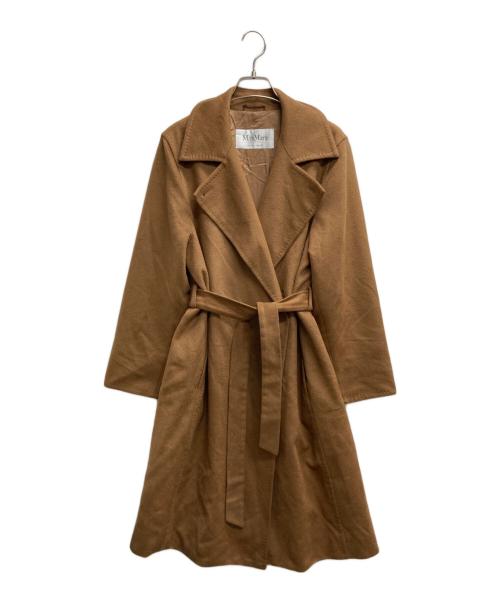 MaxMara（マックスマーラ）MaxMara (マックスマーラ) ベルテッドカシミヤガウンコート ベージュ サイズ:38の古着・服飾アイテム