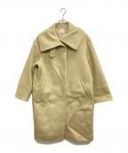 green label relaxingグリーンレーベルリラクシング）の古着「メルトンビッグカラーコート」｜ライトグリーン