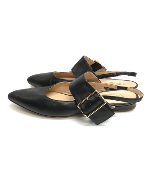 FABIO RUSCONI（ファビオルスコーニ）FABIO RUSCONI (ファビオルスコーニ) ワイドベルトバックルバンドパンプス ブラック サイズ:38の古着・服飾アイテム