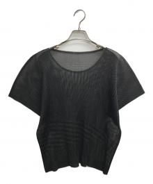 PLEATS PLEASE（プリーツプリーズ）の古着「メッシュプリーツカットソー」｜ブラック