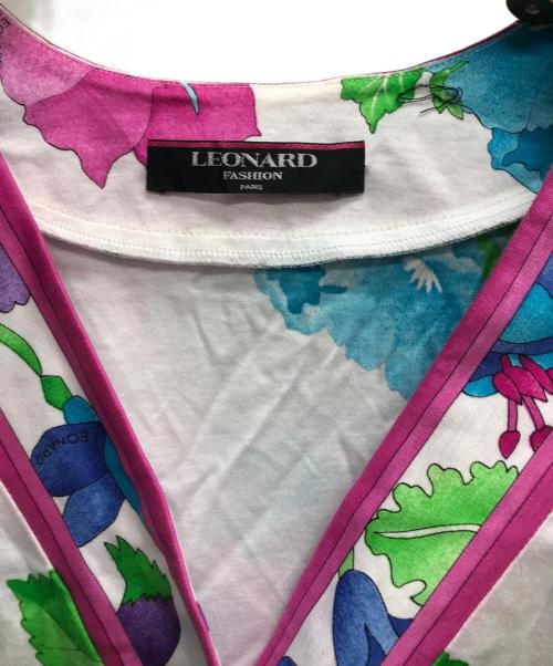 LEONARD（レオナール）LEONARD (レオナール) フラワープリント半袖カットソー ピンク×ホワイト サイズ:Lの古着・服飾アイテム