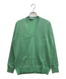 PRADA（プラダ）の古着「ラメVネックニット」｜黄緑