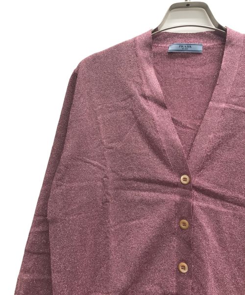 PRADA（プラダ）PRADA (プラダ) ラメニットカーディガン ピンク サイズ:36の古着・服飾アイテム