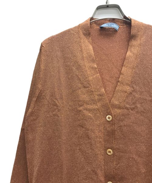 PRADA（プラダ）PRADA (プラダ) ラメニットカーディガン オレンジ サイズ:36の古着・服飾アイテム