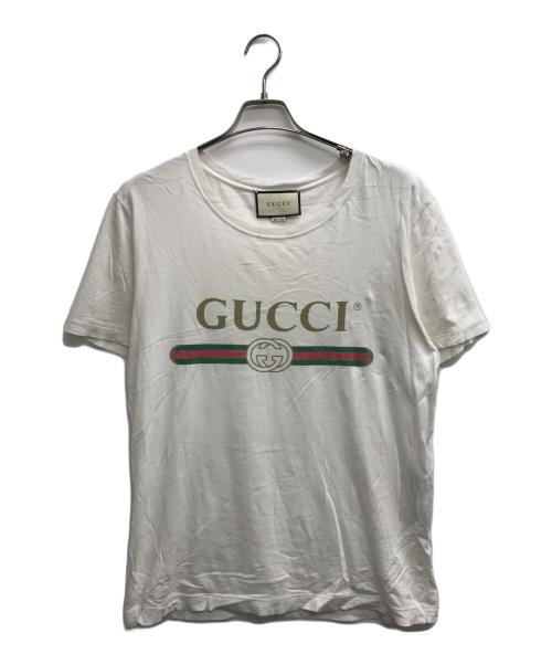GUCCI（グッチ）GUCCI (グッチ) ロゴ ウォッシュドオーバーサイズ Tシャツ ホワイト サイズ:Sの古着・服飾アイテム