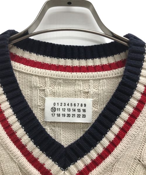 Maison Margiela（メゾンマルジェラ）Maison Margiela (メゾンマルジェラ) 切替Vネックニット アイボリー サイズ:Sの古着・服飾アイテム