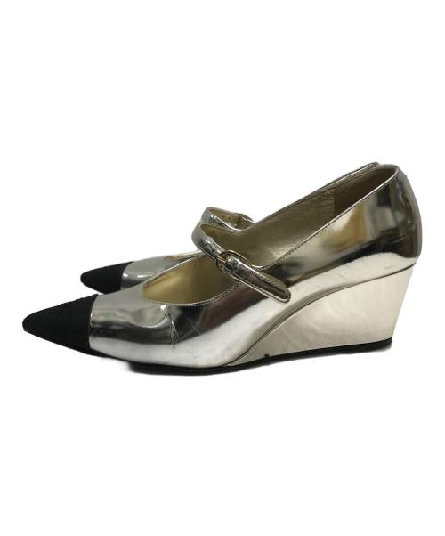 CHANEL（シャネル）CHANEL (シャネル) ココマークストラップパンプス シルバー サイズ:36の古着・服飾アイテム