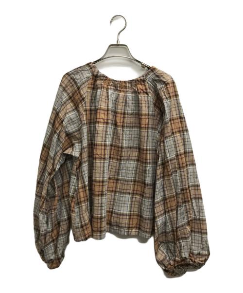 mizuiro-ind（ミズイロインド）mizuiro-ind (ミズイロインド) コットンリネンチェックブラウス ベージュ サイズ:不明（実寸サイズをご確認ください）の古着・服飾アイテム