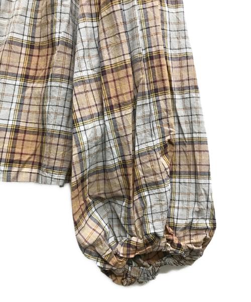 mizuiro-ind（ミズイロインド）mizuiro-ind (ミズイロインド) コットンリネンチェックブラウス ベージュ サイズ:不明（実寸サイズをご確認ください）の古着・服飾アイテム