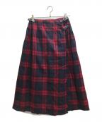 O'NEIL OF DUBLINオニールオブダブリン）の古着「ウールイージーロングチェックキルトスカート」｜レッド×ブルー