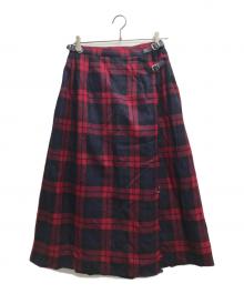 O'NEIL OF DUBLIN（オニールオブダブリン）の古着「ウールイージーロングチェックキルトスカート」｜レッド×ブルー