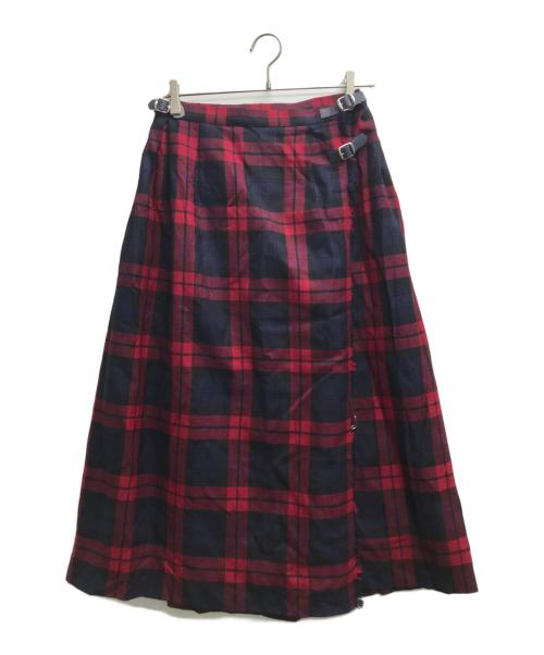 O'NEIL OF DUBLIN（オニールオブダブリン）O'NEIL OF DUBLIN (オニールオブダブリン) ウールイージーロングチェックキルトスカート レッド×ブルー サイズ:10の古着・服飾アイテム