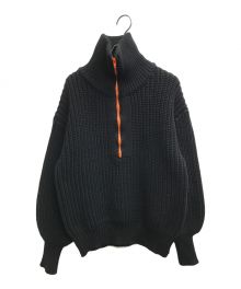 AMAIL（アマイル）の古着「ハーフジップボリュームスリーブニット」｜ブラック