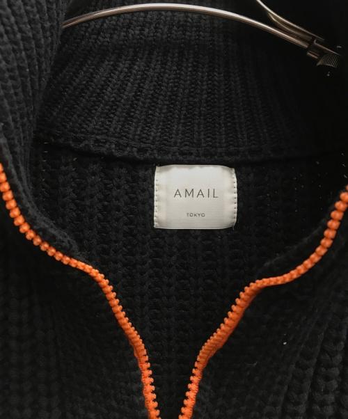 AMAIL（アマイル）AMAIL (アマイル) ハーフジップボリュームスリーブニット ブラック サイズ:Freeの古着・服飾アイテム
