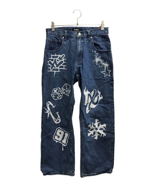 X-LARGE（エクストララージ）X-LARGE (エクストララージ) GRAFFITI DENIM PANTS インディゴ サイズ:81cm（W32）の古着・服飾アイテム