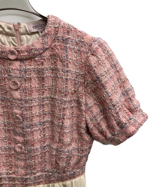 EmiriaWiz（エミリアウィズ）EmiriaWiz (エミリアウィズ) ツイード切替ワンピース ピンク×ベージュ サイズ:Mの古着・服飾アイテム
