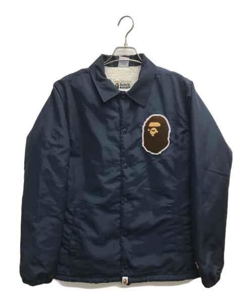 A BATHING APE（アベイシングエイプ）A BATHING APE (アベイシングエイプ) Champion (チャンピオン) 裏ボアコーチジャケット ネイビー サイズ:Mの古着・服飾アイテム