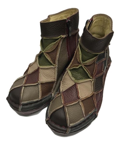 estacion（エスタシオ）estacion (エスタシオ) パッチワークブーツ ブラウン サイズ:Sの古着・服飾アイテム