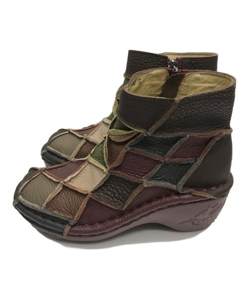 estacion（エスタシオ）estacion (エスタシオ) パッチワークブーツ ブラウン サイズ:Sの古着・服飾アイテム