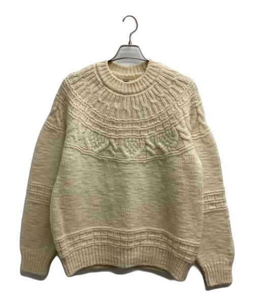 BATONER（バトナ―）BATONER (バトナ―) シェットランドウール アランクルーネック アイボリー サイズ:2の古着・服飾アイテム