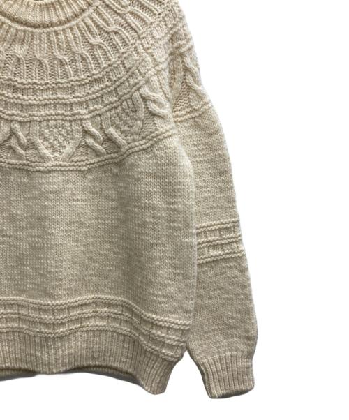 BATONER（バトナ―）BATONER (バトナ―) シェットランドウール アランクルーネック アイボリー サイズ:2の古着・服飾アイテム