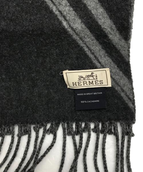HERMES（エルメス）HERMES (エルメス) カシミヤマフラー ジグザグのサングル グレーの古着・服飾アイテム
