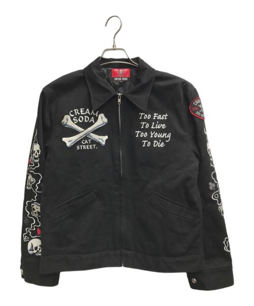 CREAM SODA（クリームソーダ）CREAM SODA (クリームソーダ) スカル刺繍ジャケット ブラック サイズ:Mの古着・服飾アイテム