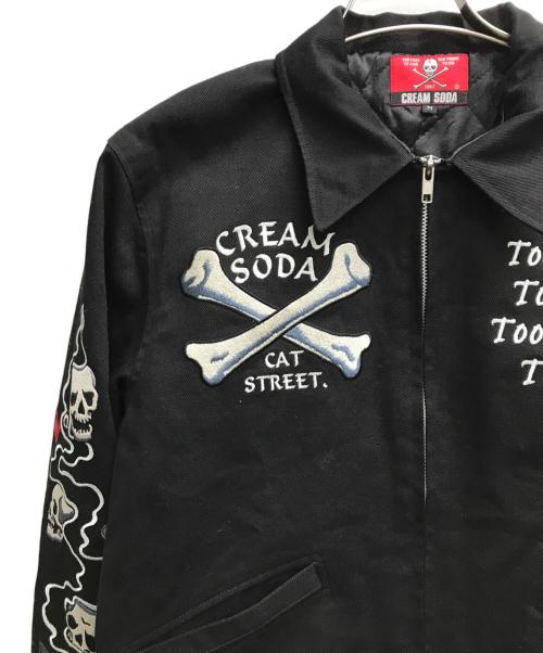 CREAM SODA（クリームソーダ）CREAM SODA (クリームソーダ) スカル刺繍ジャケット ブラック サイズ:Mの古着・服飾アイテム