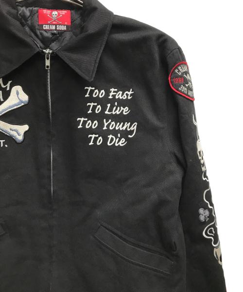 CREAM SODA（クリームソーダ）CREAM SODA (クリームソーダ) スカル刺繍ジャケット ブラック サイズ:Mの古着・服飾アイテム