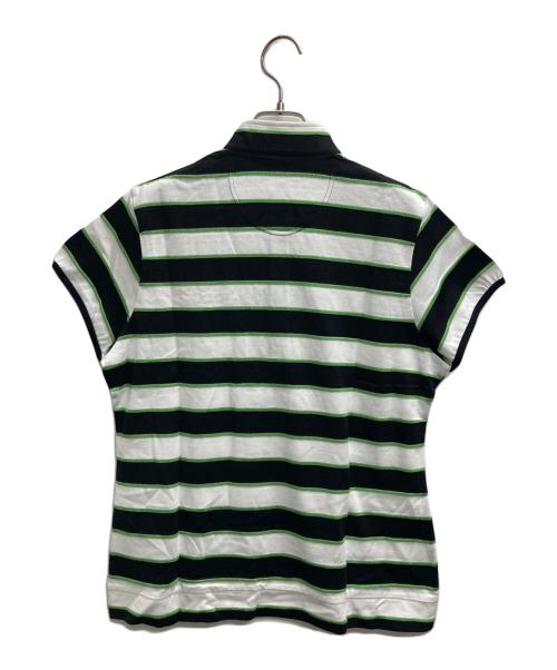 BURBERRY GOLF（バーバリーゴルフ）BURBERRY GOLF (バーバリーゴルフ) ボーダーハイネックポロシャツ ホワイト×ブラック×グリーン サイズ:LL 未使用品の古着・服飾アイテム