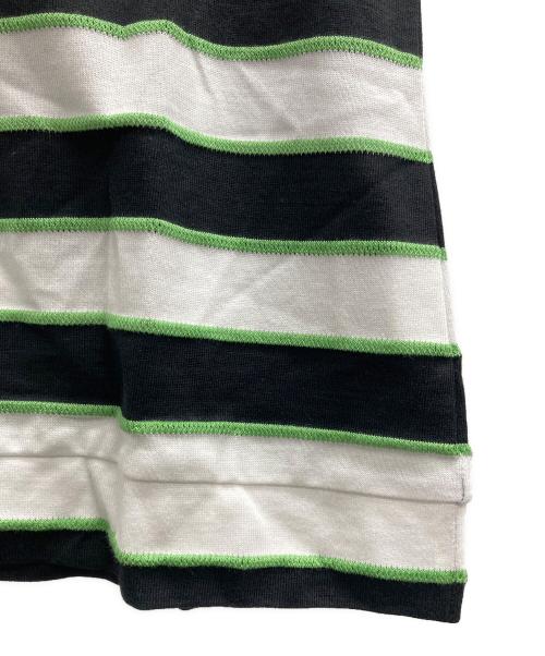 BURBERRY GOLF（バーバリーゴルフ）BURBERRY GOLF (バーバリーゴルフ) ボーダーハイネックポロシャツ ホワイト×ブラック×グリーン サイズ:LL 未使用品の古着・服飾アイテム