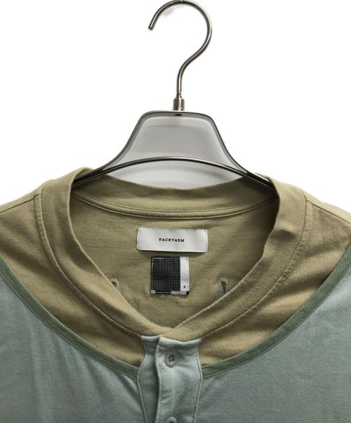FACETASM（ファセッタズム）FACETASM (ファセッタズム) ドッキングカットソー グリーン×ベージュ サイズ:5の古着・服飾アイテム