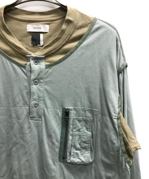 FACETASM（ファセッタズム）FACETASM (ファセッタズム) ドッキングカットソー グリーン×ベージュ サイズ:5の古着・服飾アイテム