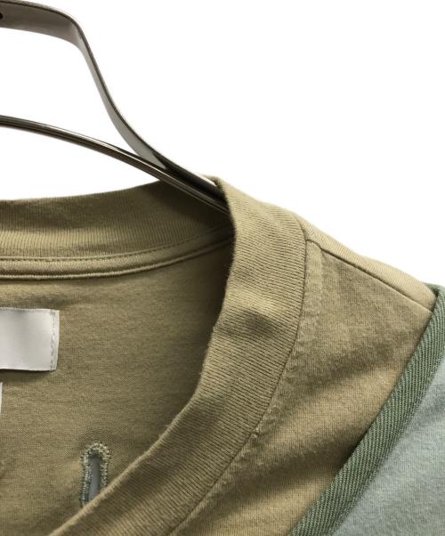 FACETASM（ファセッタズム）FACETASM (ファセッタズム) ドッキングカットソー グリーン×ベージュ サイズ:5の古着・服飾アイテム