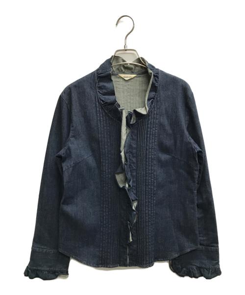 INGEBORG（インゲボルグ）INGEBORG (インゲボルグ) フリルデニムシャツ インディゴ サイズ:Mの古着・服飾アイテム
