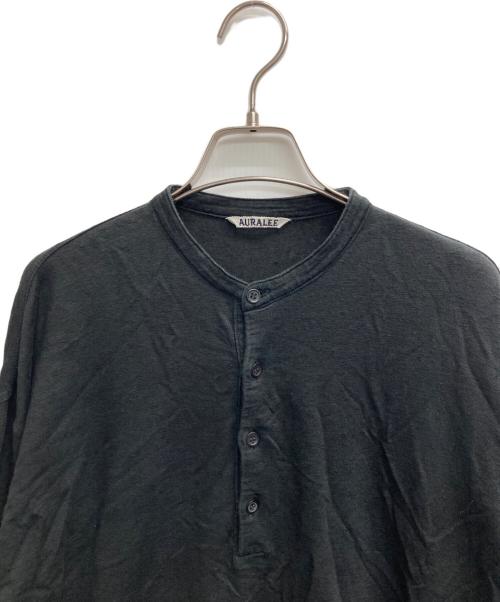 AURALEE（オーラリー）AURALEE (オーラリー) リネン混ヘンリーネックカットソー ブラック サイズ:4の古着・服飾アイテム