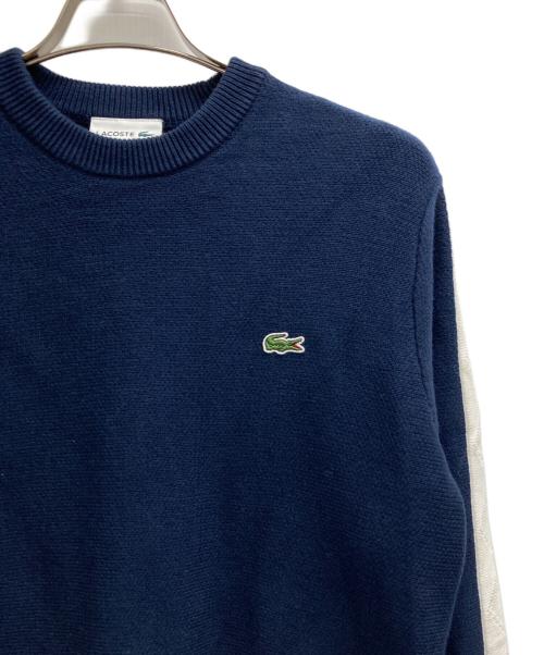 LACOSTE（ラコステ）LACOSTE (ラコステ) ショルダー編み変えコットンニットセーター ネイビー サイズ:M 未使用品の古着・服飾アイテム
