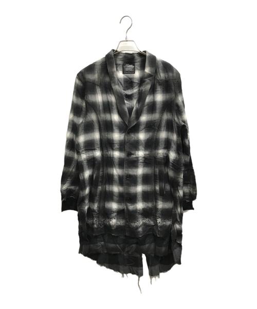 Roen produce by HIROMU TAKAHARA（ロエンバイブロデュースヒロムタカハラ）Roen produce by HIROMU TAKAHARA (ロエンバイブロデュースヒロムタカハラ) チェックコート ブラック×ホワイト サイズ:Mの古着・服飾アイテム