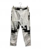 ALMOSTBLACKオールモストブラック）の古着「テーパードパンツ」｜ホワイト×ブラック