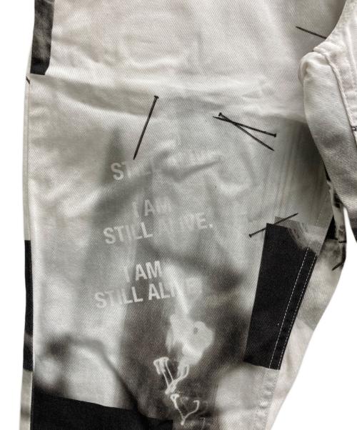 ALMOSTBLACK（オールモストブラック）ALMOSTBLACK (オールモストブラック) テーパードパンツ ホワイト×ブラック サイズ:Mの古着・服飾アイテム