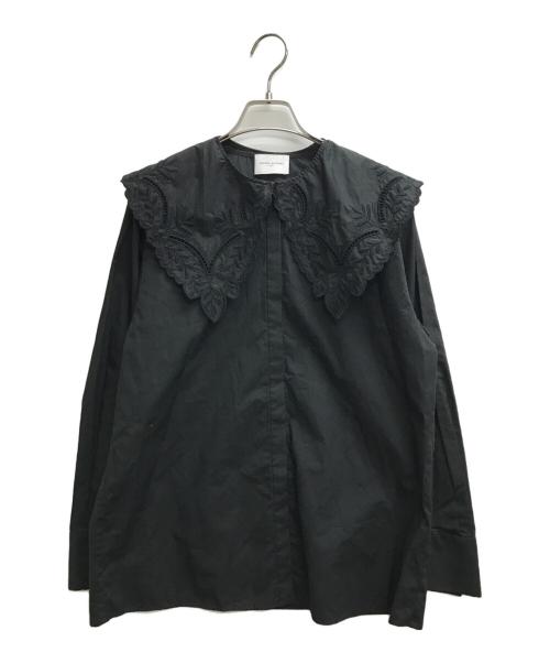 UNITED ARROWS TOKYO（ユナイテッドアローズトウキョウ）UNITED ARROWS TOKYO (ユナイテッドアローズトウキョウ) エンブロイダリーカラー 2WAY ブラウス ブラック サイズ:Freeの古着・服飾アイテム