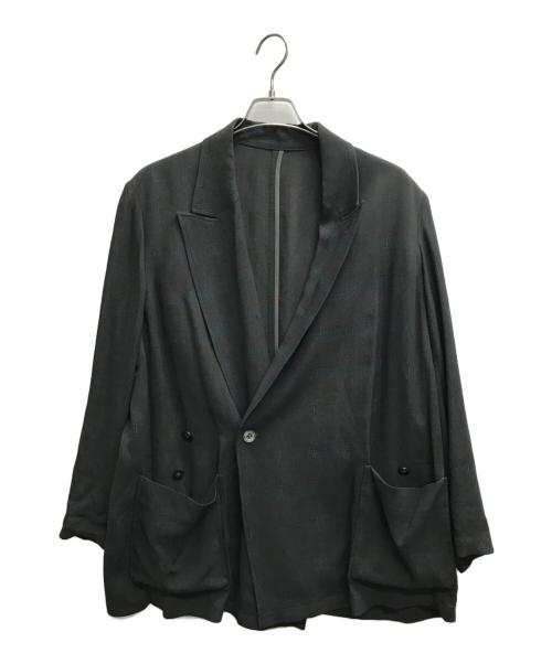 YOKE（ヨーク）YOKE (ヨーク) PLAID JACQUARD DOUBLE BREASTED BLAZER グリーン サイズ:1の古着・服飾アイテム