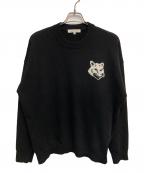 maison kitsuneメゾンキツネ）の古着「クルーネックニット」｜ブラック