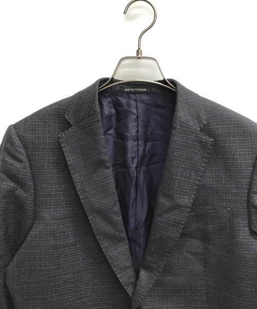 EMPORIO ARMANI（エンポリオアルマーニ）EMPORIO ARMANI (エンポリオアルマーニ) M LINE チェック柄テーラードジャケット(Mラインチェック柄テーラードジャケット) ネイビー サイズ:1の古着・服飾アイテム