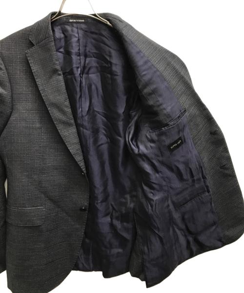 EMPORIO ARMANI（エンポリオアルマーニ）EMPORIO ARMANI (エンポリオアルマーニ) M LINE チェック柄テーラードジャケット(Mラインチェック柄テーラードジャケット) ネイビー サイズ:1の古着・服飾アイテム