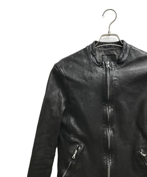 ISAMU KATAYAMA BACKLASH（イサムカタヤマ・バックラッシュ）ISAMU KATAYAMA BACKLASH (イサムカタヤマ・バックラッシュ) インドカーフタンニン製品染め シングルライダース ブラック サイズ:2の古着・服飾アイテム