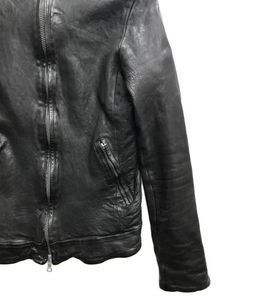 ISAMU KATAYAMA BACKLASH（イサムカタヤマ・バックラッシュ）ISAMU KATAYAMA BACKLASH (イサムカタヤマ・バックラッシュ) インドカーフタンニン製品染め シングルライダース ブラック サイズ:2の古着・服飾アイテム
