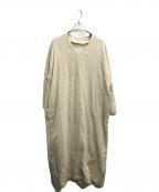 evam eva vieエヴァムエヴァ ヴィー）の古着「ドロップショルダーVネックワンピース」｜ベージュ